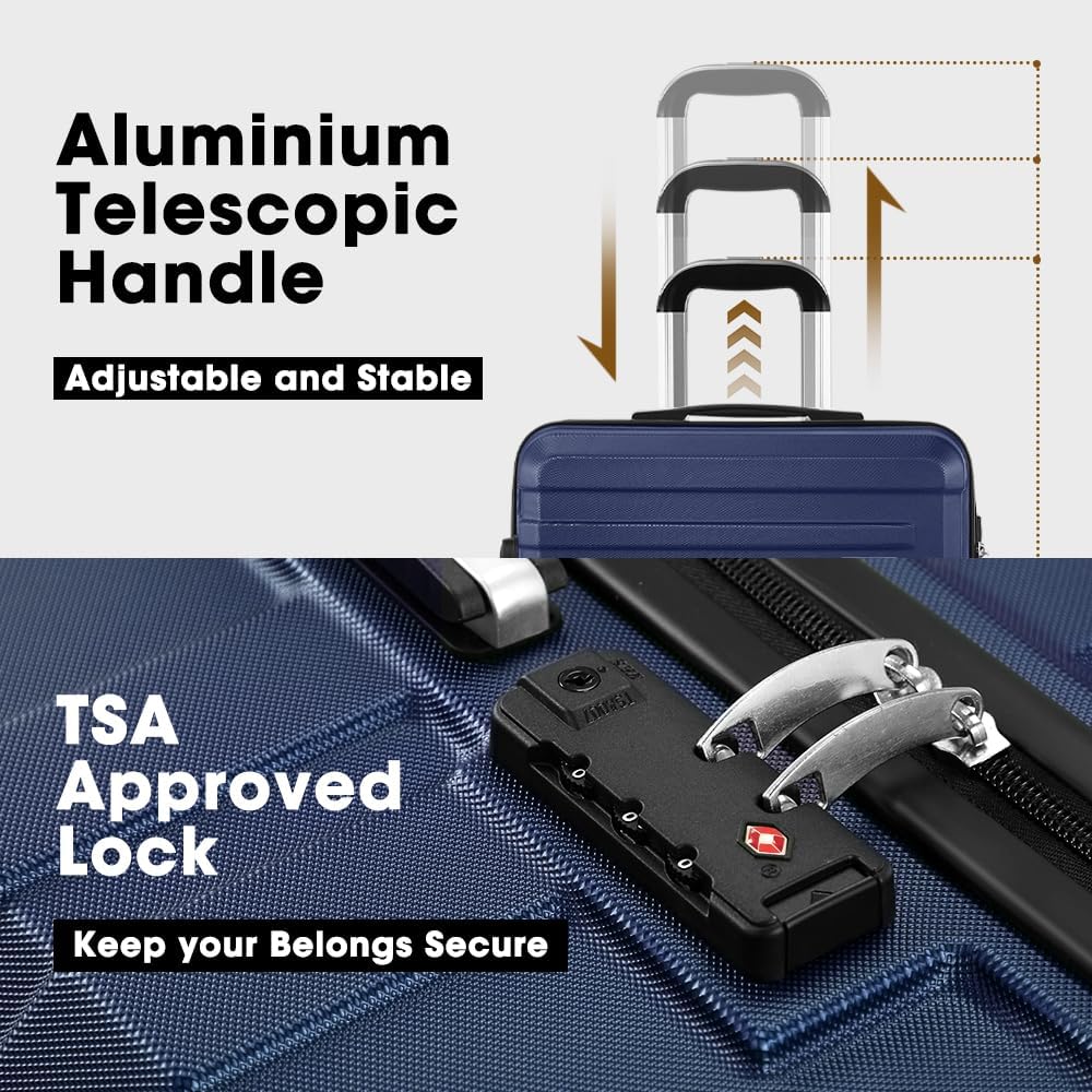 3-piece hard-shell spinner luggage set with TSA lock and organised interior