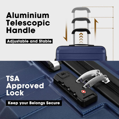 3-piece hard-shell spinner luggage set with TSA lock and organised interior