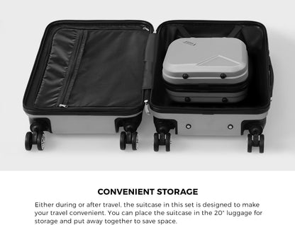 3-piece hard-shell spinner luggage set with TSA lock and organised interior