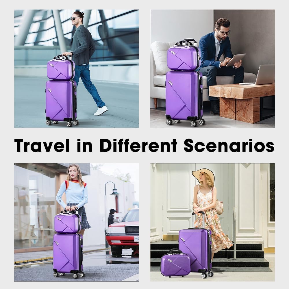 3-piece hard-shell spinner luggage set with TSA lock and organised interior