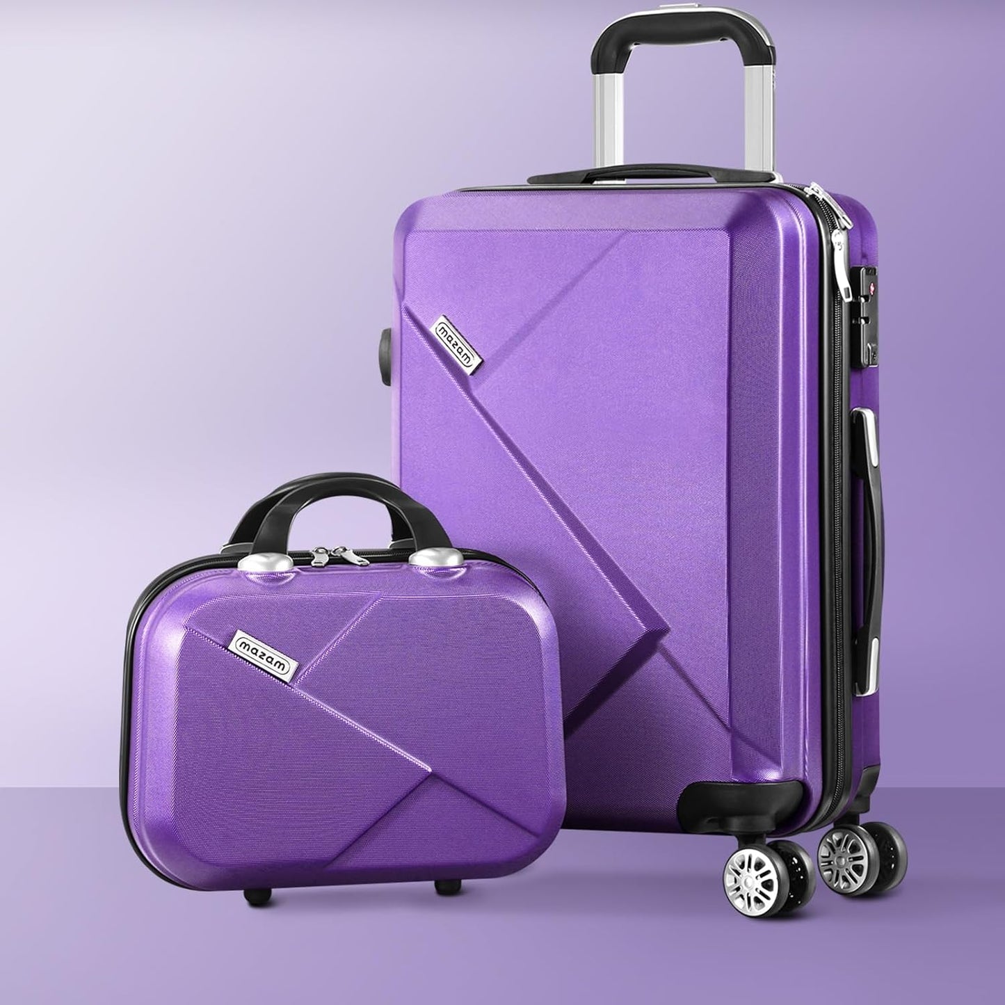 3-piece hard-shell spinner luggage set with TSA lock and organised interior