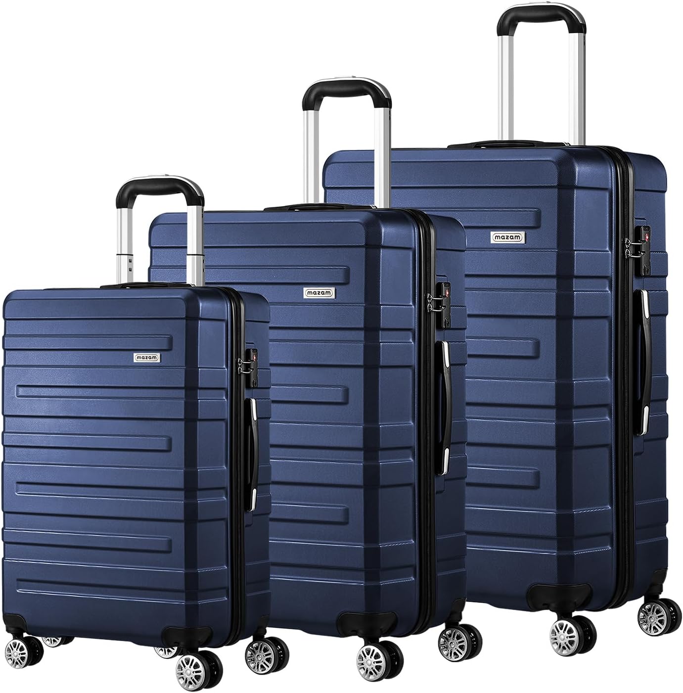 3-piece hard-shell spinner luggage set with TSA lock and organised interior