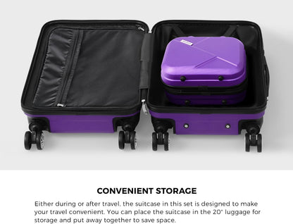 3-piece hard-shell spinner luggage set with TSA lock and organised interior