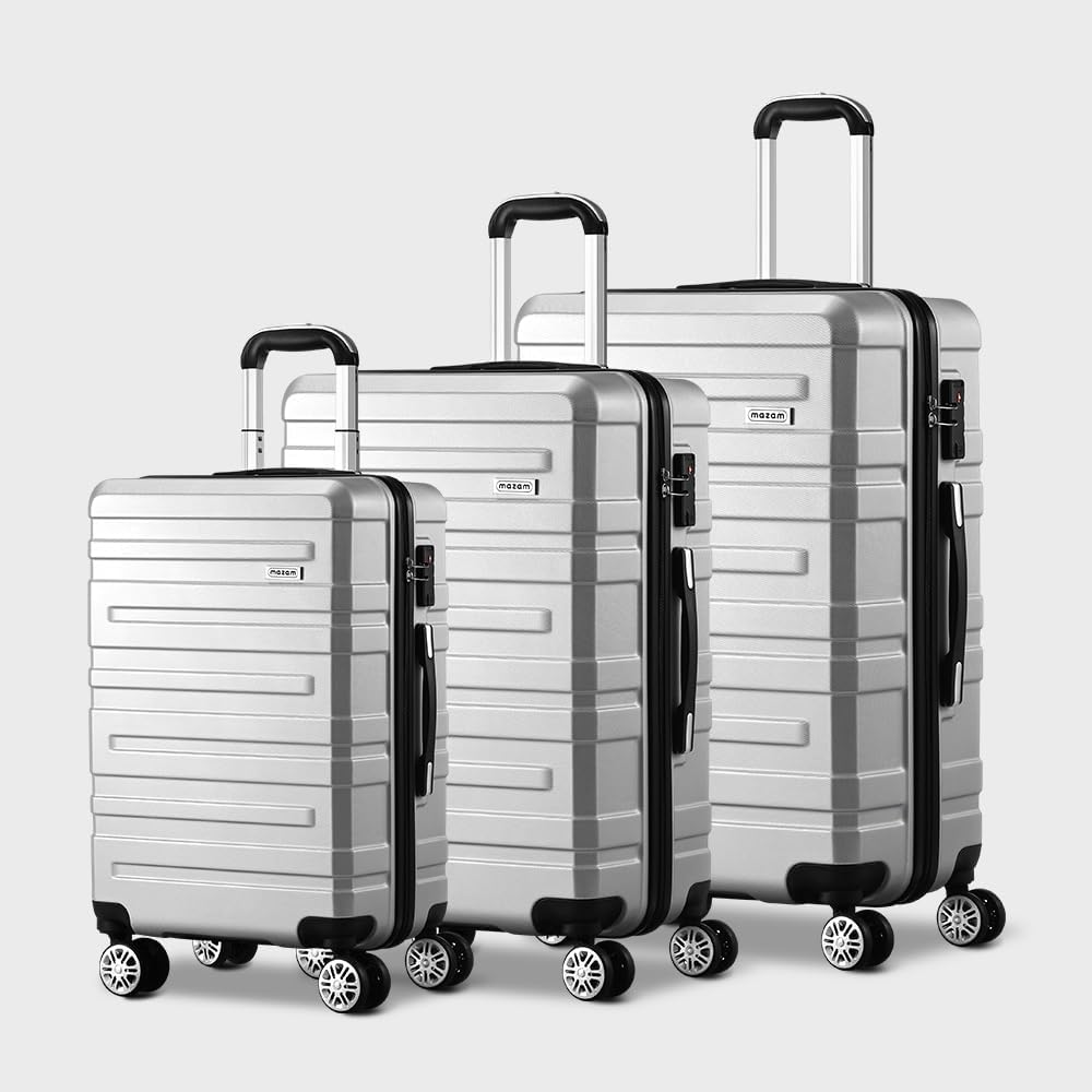 3-piece hard-shell spinner luggage set with TSA lock and organised interior