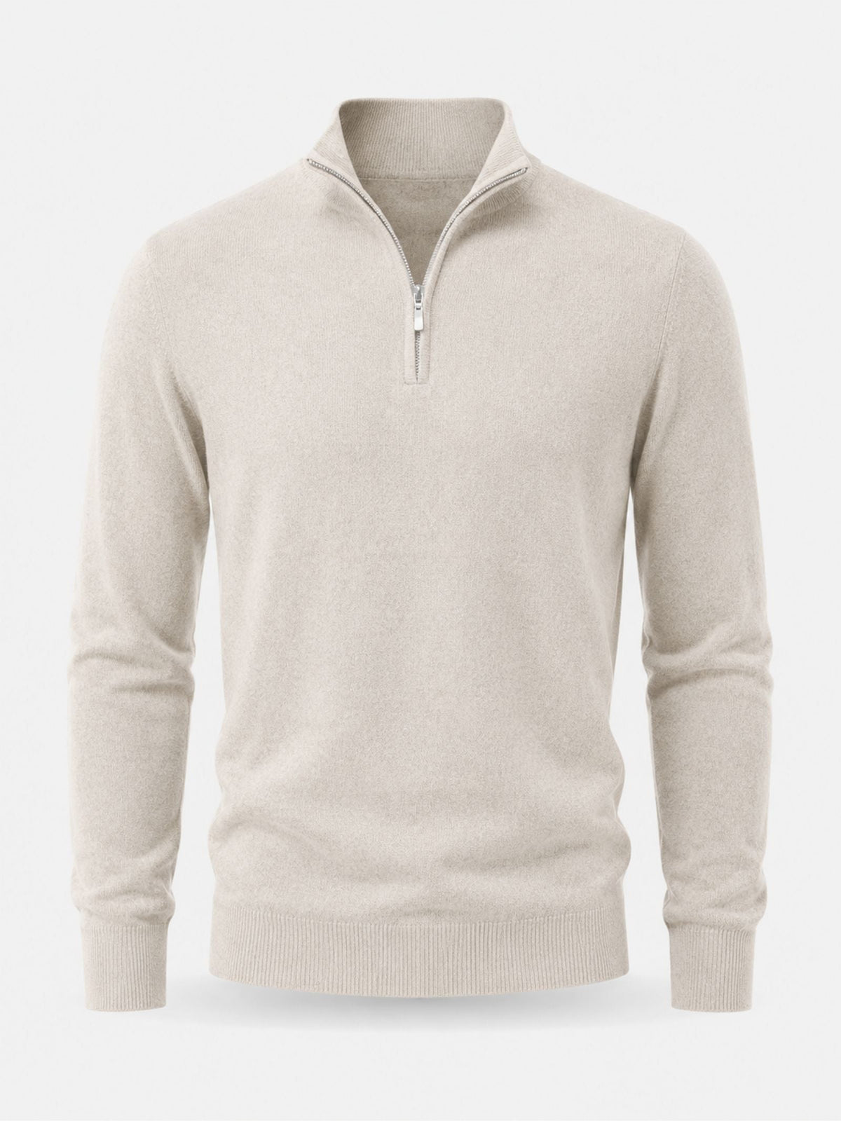 Men's Merino Wool Sweater with V-Neck and Zip Detail 12