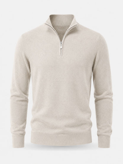Men's Merino Wool Sweater with V-Neck and Zip Detail 12