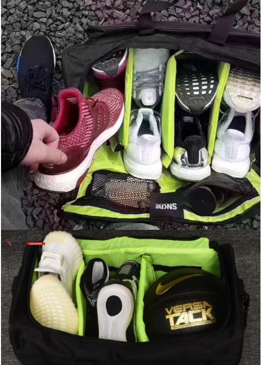Waterproof multi-compartment travel bag for trainers and gear