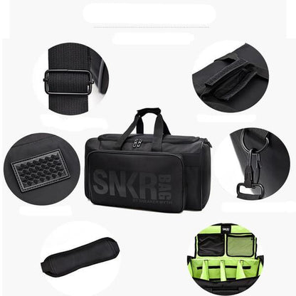 Waterproof multi-compartment travel bag for trainers and gear