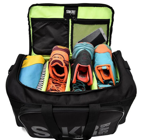 Waterproof multi-compartment travel bag for trainers and gear