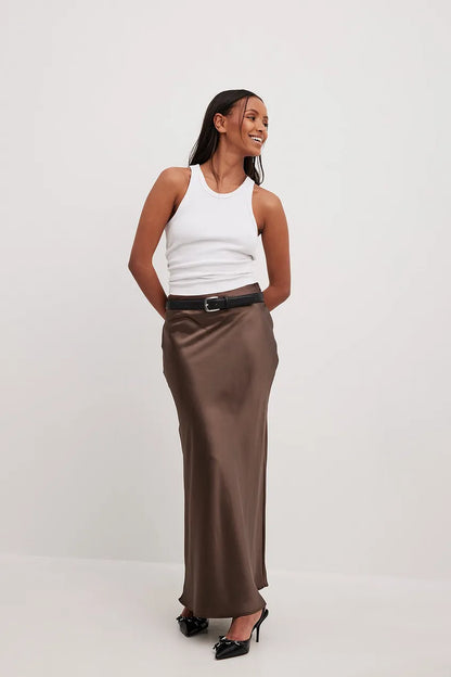 Satinette ladies' skirt with high waist – Elena
