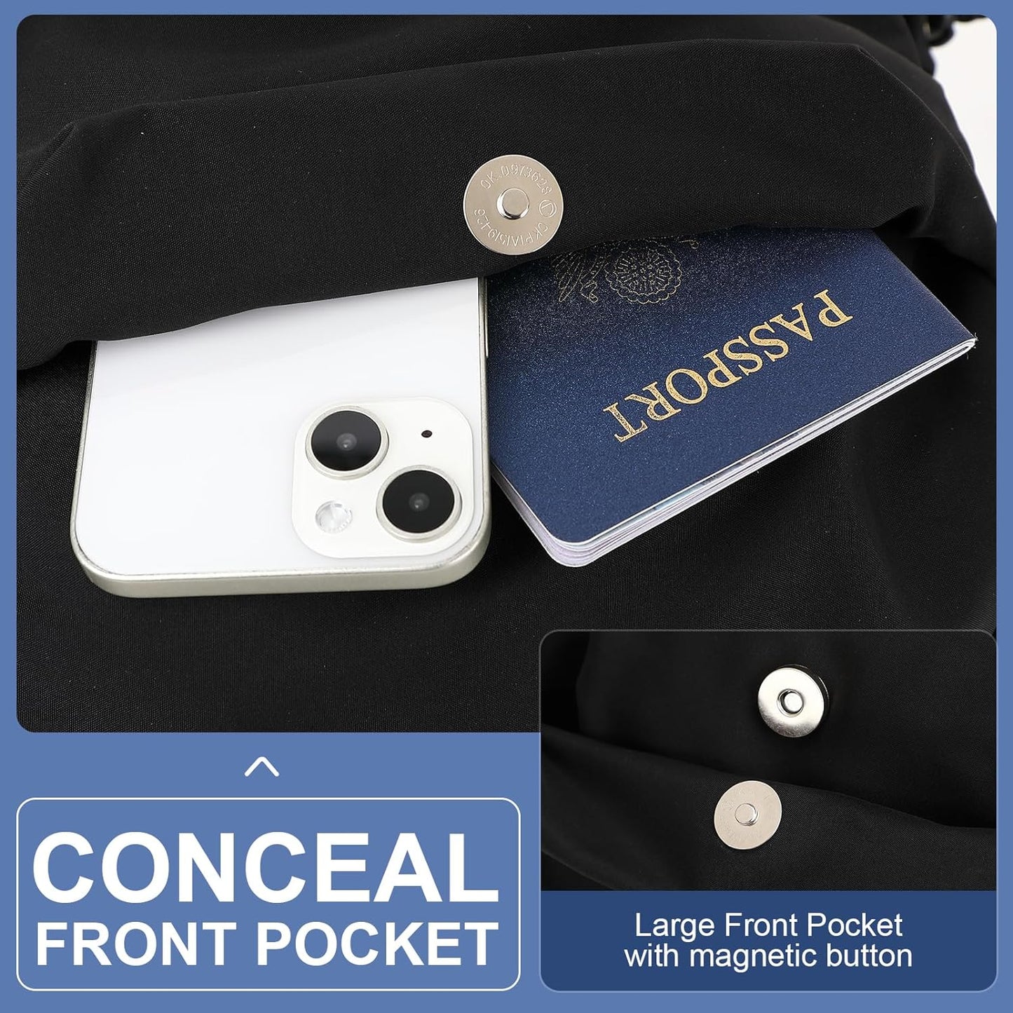 Lightweight, water-repellent laptop and travel bag with organised compartments.