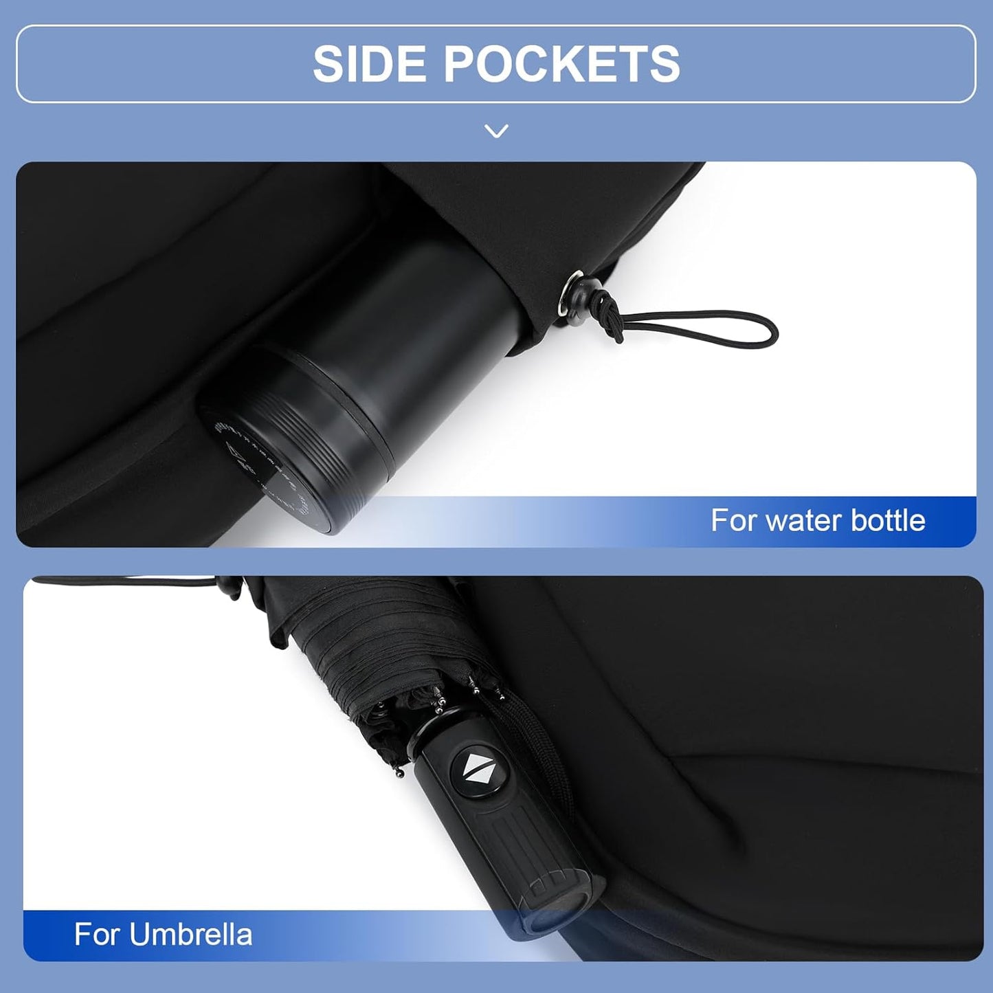 Lightweight, water-repellent laptop and travel bag with organised compartments.