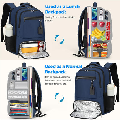 Waterproof laptop and lunch rucksack with USB port – multi-compartment travel bag