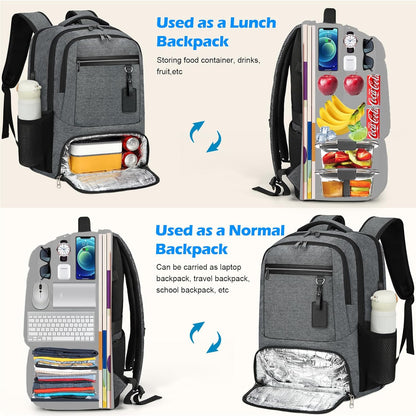 Waterproof laptop and lunch rucksack with USB port – multi-compartment travel bag