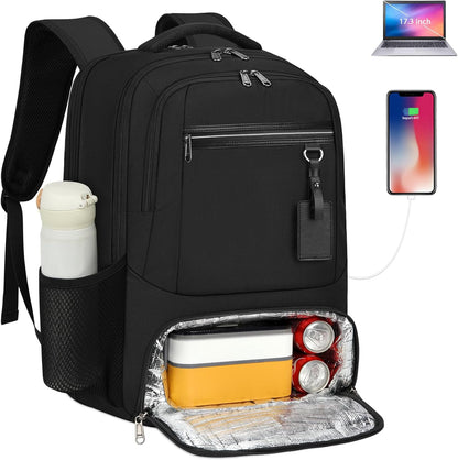 Waterproof laptop and lunch rucksack with USB port – multi-compartment travel bag