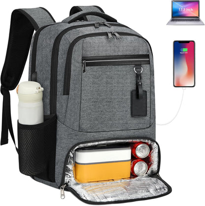 Waterproof laptop and lunch rucksack with USB port – multi-compartment travel bag