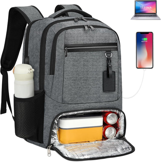 Waterproof laptop and lunch rucksack with USB port – multi-compartment travel bag