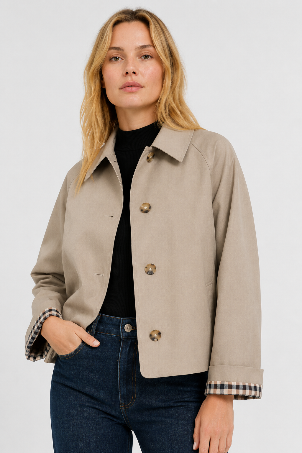 Women's Lightweight Jacket with Relaxed Fit and Vichy Lining 1