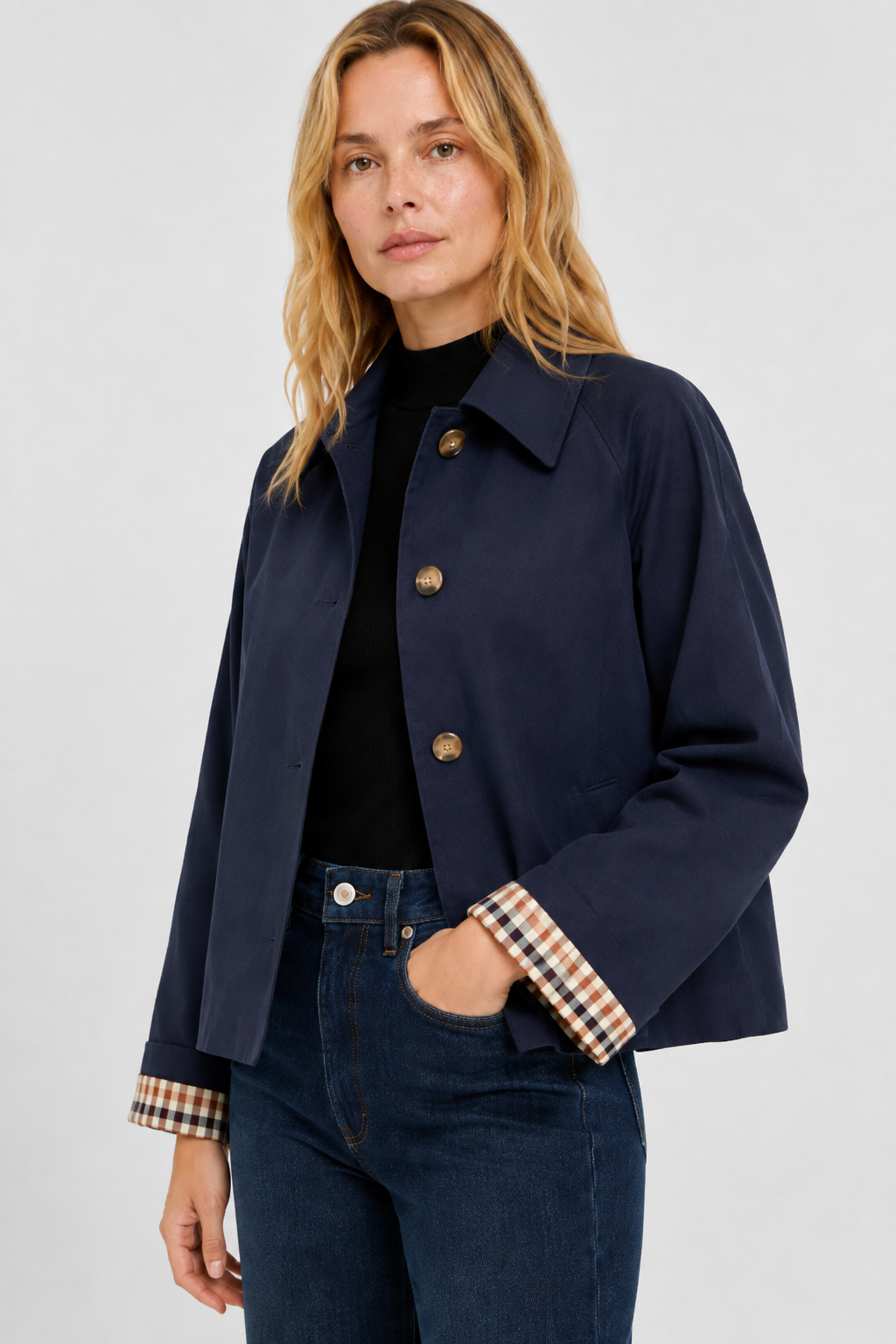 Women's Lightweight Jacket with Relaxed Fit and Vichy Lining 14