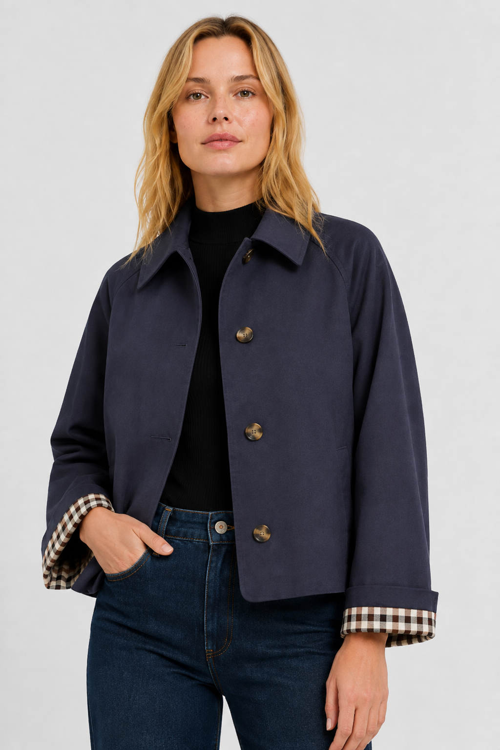 Women's Lightweight Jacket with Relaxed Fit and Vichy Lining 13