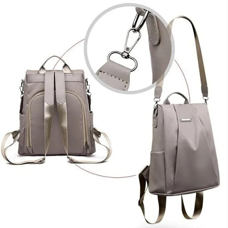 Lightweight water-repellent nylon rucksack for women – multiple carrying options
