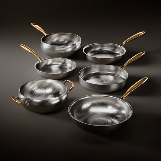 Hammered Titanium Kitchen Set with 3 Lids (10, 11 & 12 Inch) 1