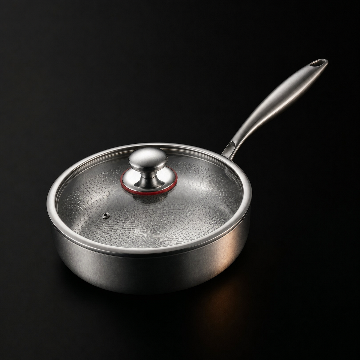 Hammered Titanium Pan with High Rim 3