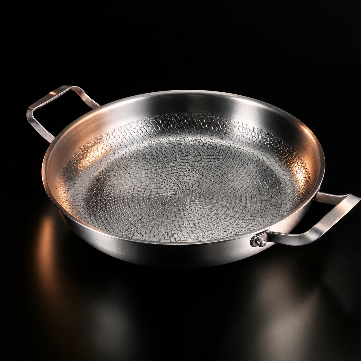Hammered Titanium Pan with Two Handles 1