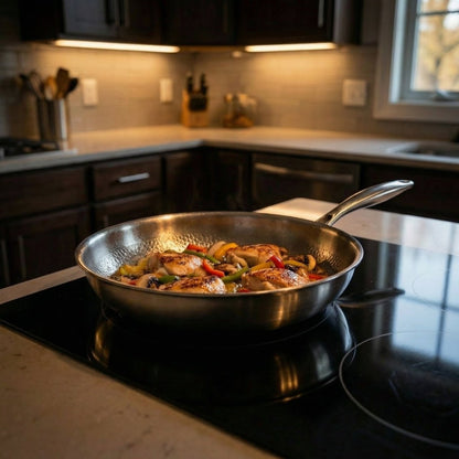 Hand-Hammered Titanium Frying Pan Set with 2 Lids, 5 Sizes 8-12 In 6