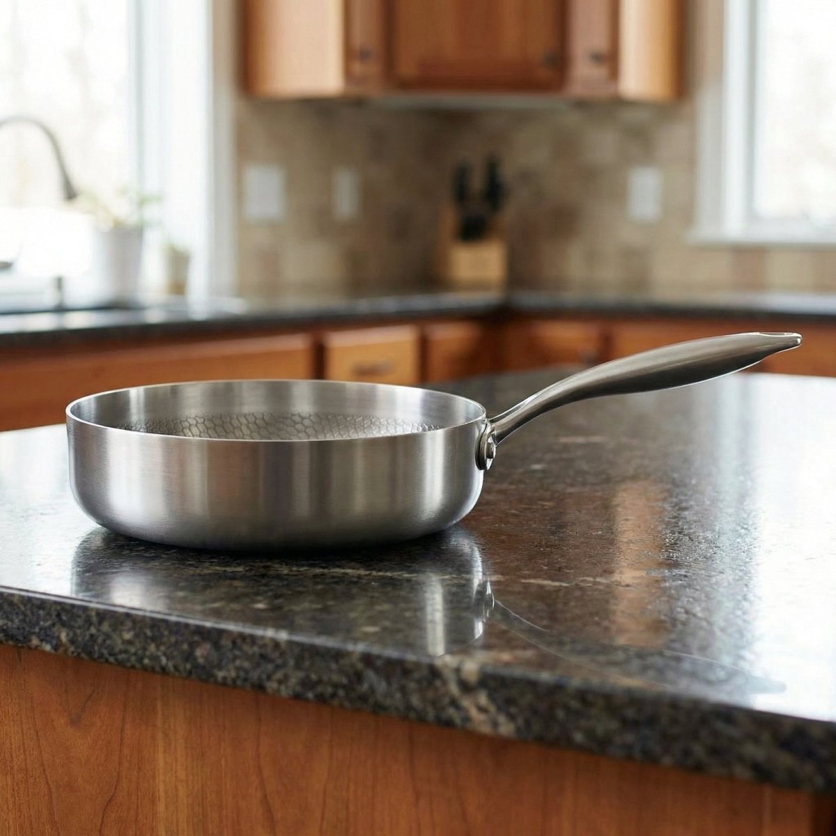 Hammered Titanium Pan with High Rim 5