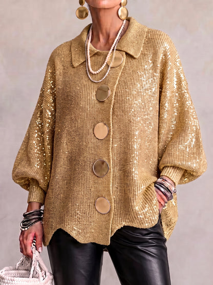 Oversized Collared Cardigan with Large Metal Buttons 5