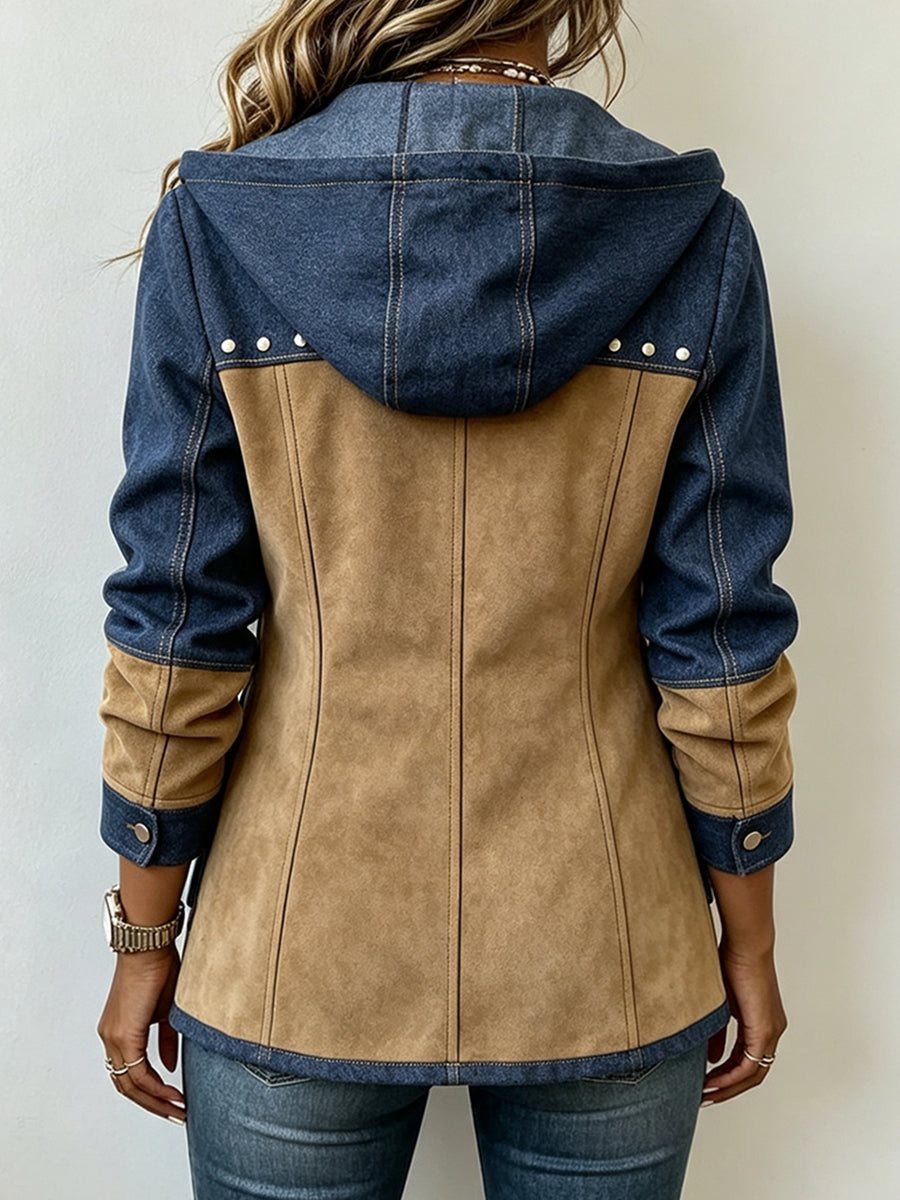Women's Hooded Jacket with Pockets and Studded Details 2
