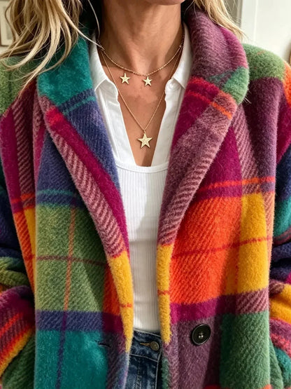Cozy Multi-Color Plaid Coat 3
