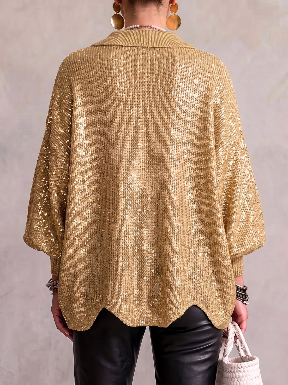 Oversized Collared Cardigan with Large Metal Buttons 6