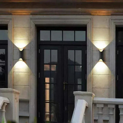 Black LED Outdoor Wall Light with Gold Accents & IP65 Rating 2