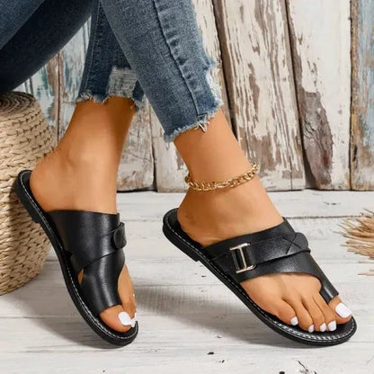 Orthopaedic women's leather sandals with hallux valgus correction – Livia