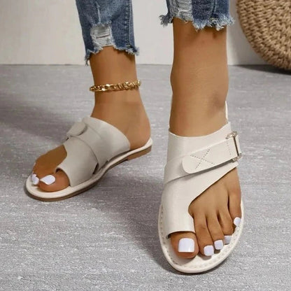 Orthopaedic women's leather sandals with hallux valgus correction – Livia
