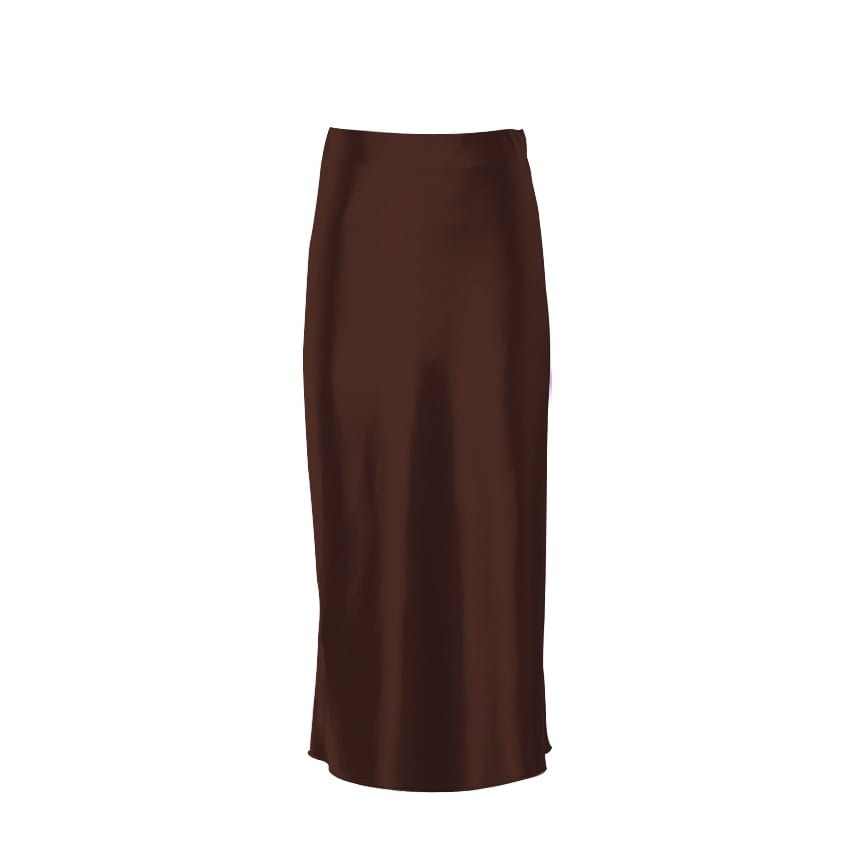 Satin shimmering women's midi skirt in A-line with high waist – Liora