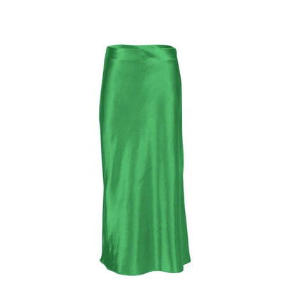 Satin shimmering women's midi skirt in A-line with high waist – Liora