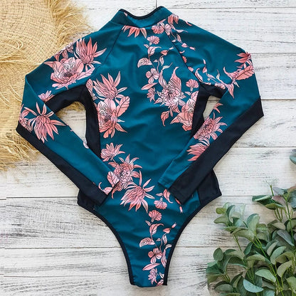 Long-sleeved one-piece women's swimsuit with zipper – Naria
