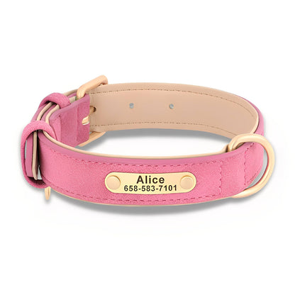 Engraved Leather Dog Collar with Personalized Nameplate 12