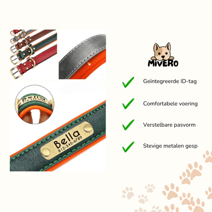 Engraved Leather Dog Collar with Personalized Nameplate 7
