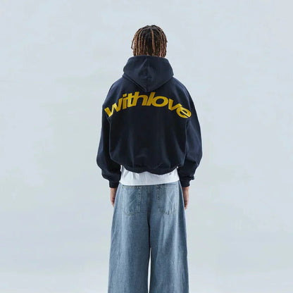 Cuddly autumn hoodie with back print – Love