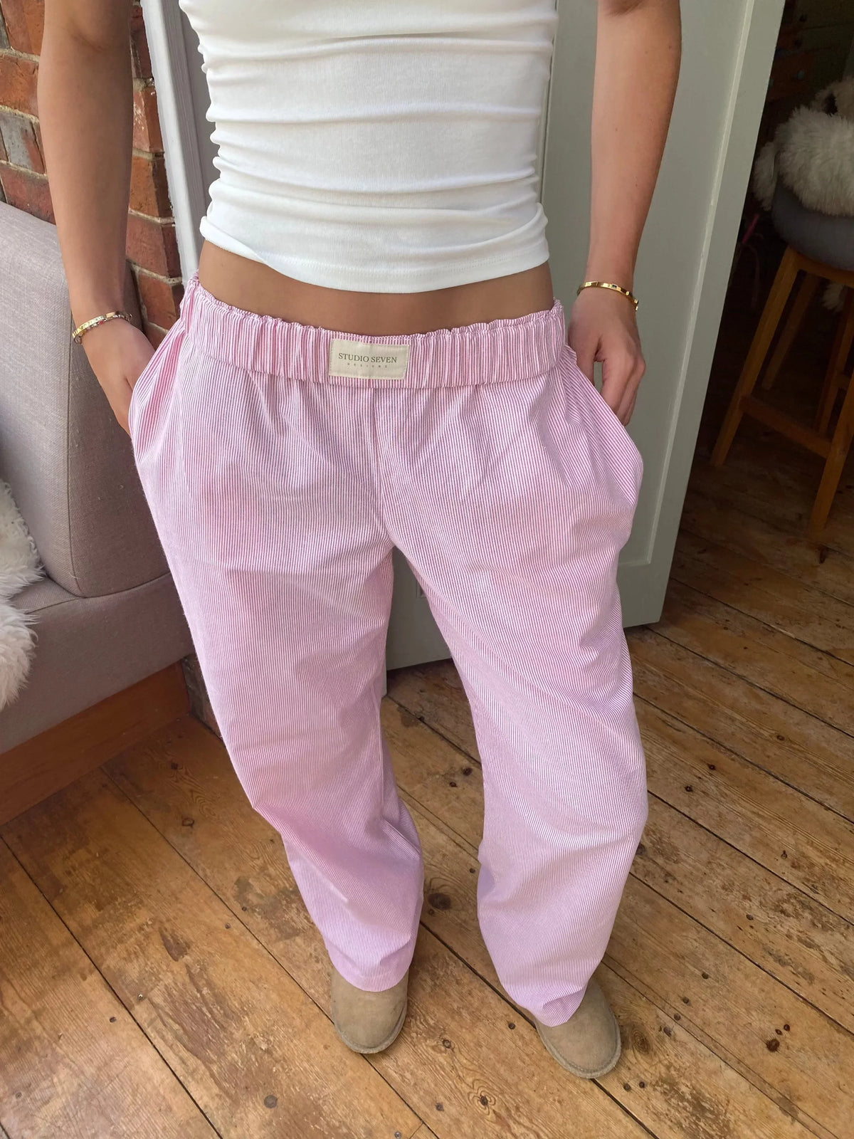 Soft organic cotton lounge trousers – Autumnal Sienna