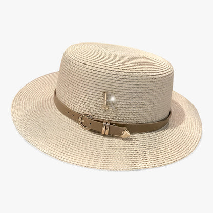 Ladies' straw hat with a flat crown – Aurelle