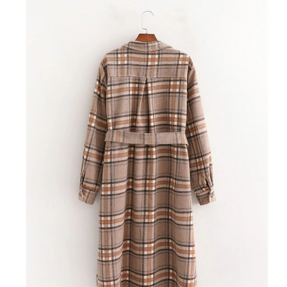 Checked Autumn Dress with Belt – Elodie