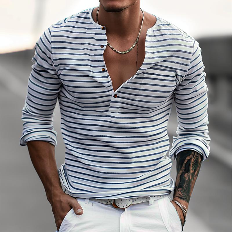 Striped long-sleeved Henley shirt – Ewan Autumn Edition
