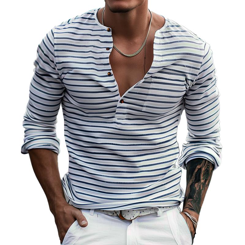Striped long-sleeved Henley shirt – Ewan Autumn Edition
