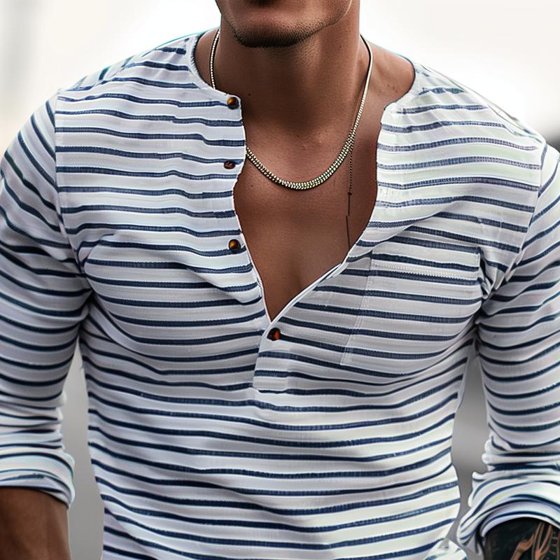 Striped long-sleeved Henley shirt – Ewan Autumn Edition