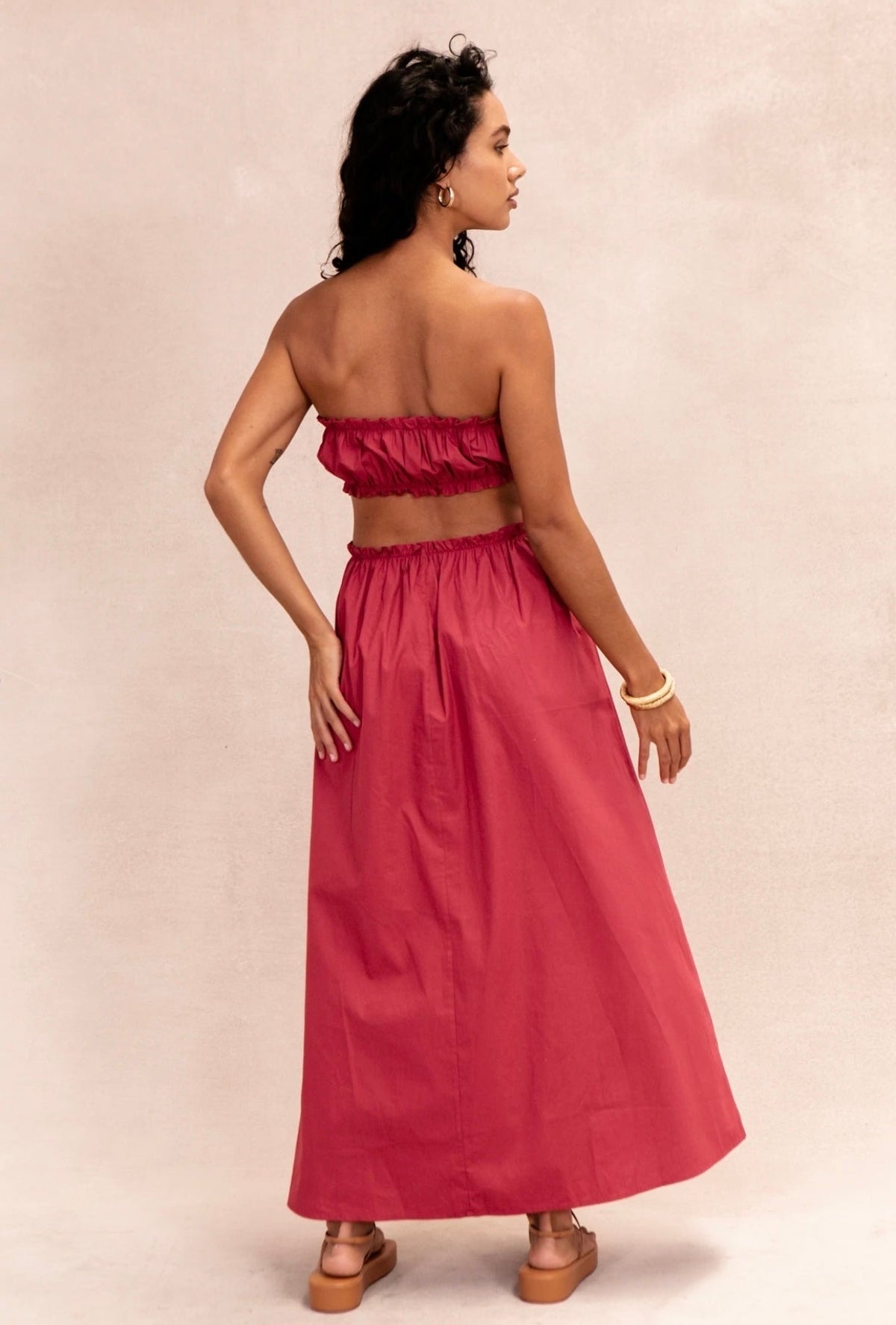 Pink sleeveless Bohemian-chic dress with a relaxed fit – Elira